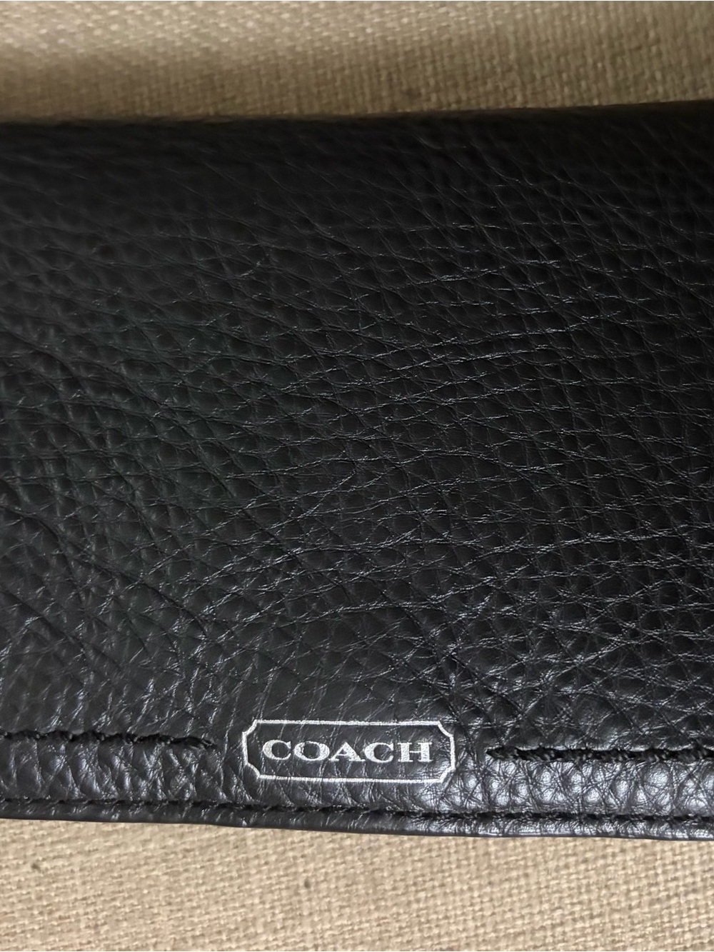 Coach Black Checkbook Wallet with Logo